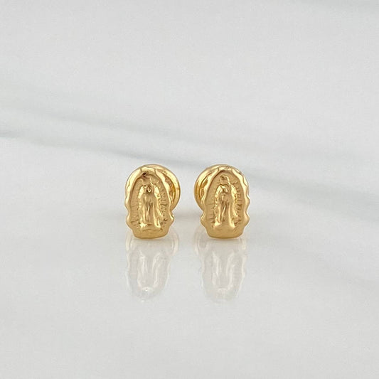 Stud Earrings Silhouette Virgin of Guadalupe 0.7 g / in / 4 mm Yellow Gold 18K