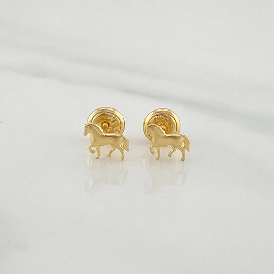 Stud Earrings Horse 0.7 g / in / 4.4 mm Yellow Gold 18K