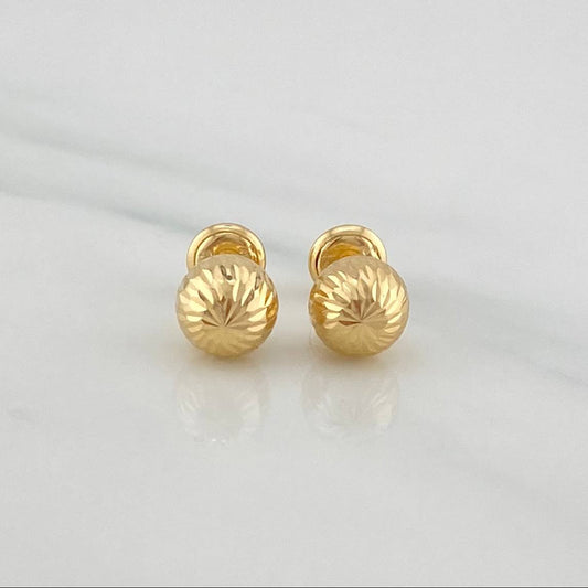 Diamond Cut Bead Stud Earrings 0.95 g / in / 7 mm Yellow Gold 18K