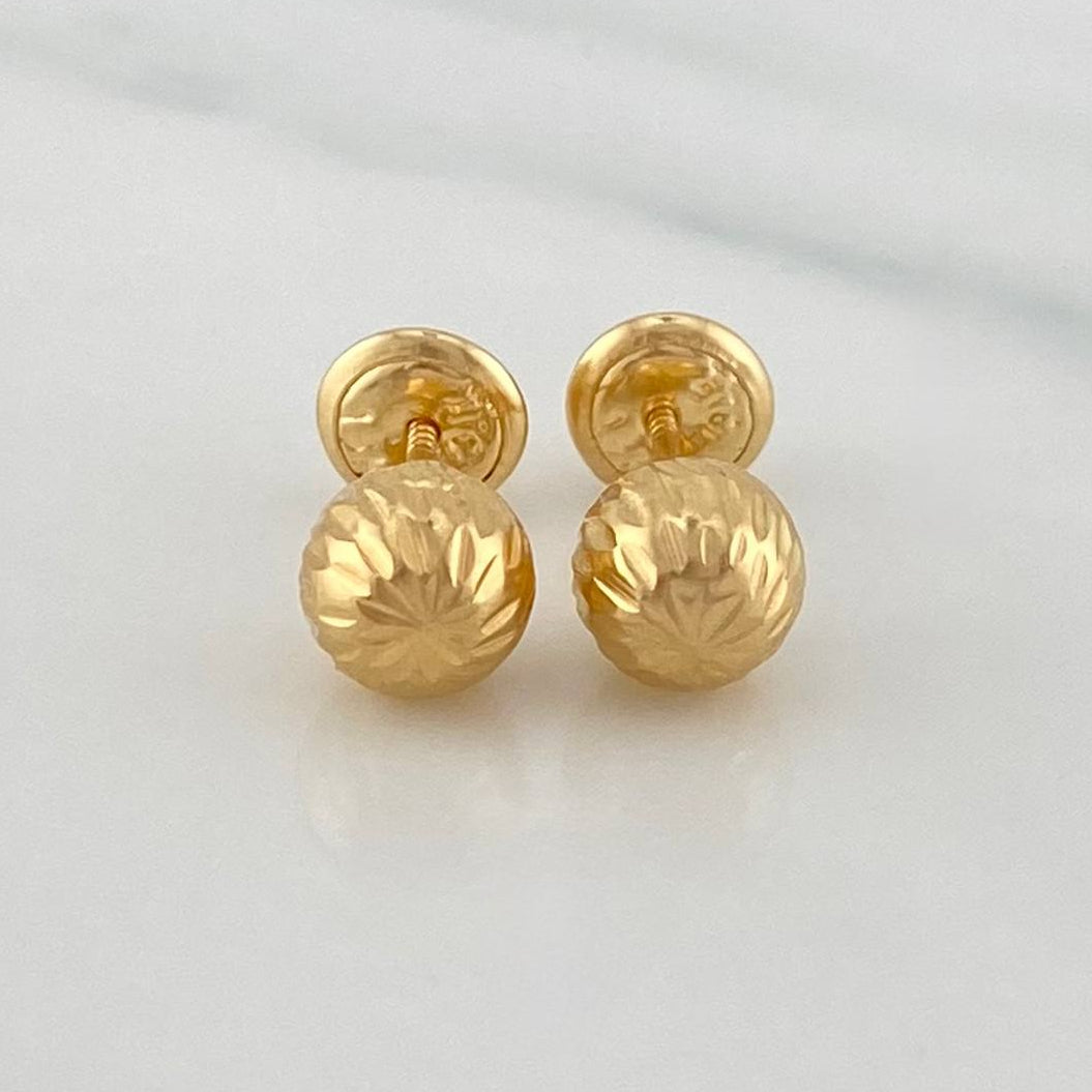 Diamond Cut Bead Stud Earrings 1.15 g / in / 8 mm Yellow Gold 18K
