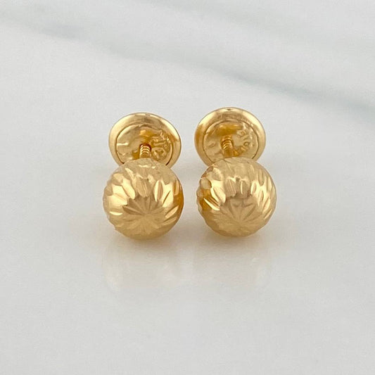 Diamond Cut Bead Stud Earrings 1.15 g / in / 8 mm Yellow Gold 18K