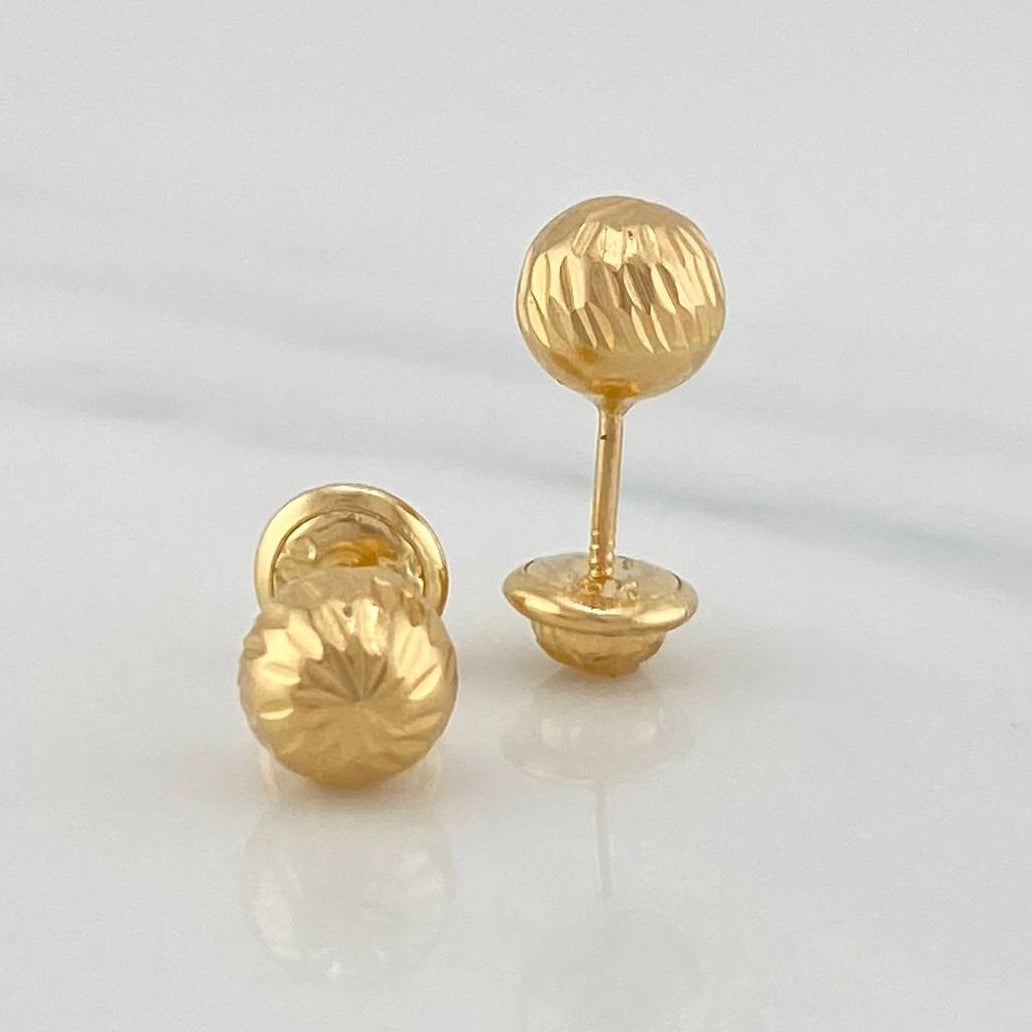 Diamond Cut Bead Stud Earrings 1.15 g / in / 8 mm Yellow Gold 18K