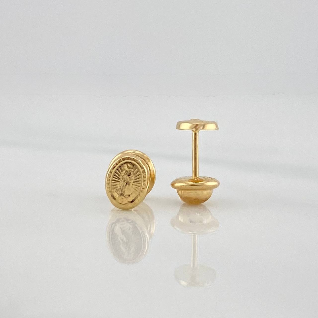 Stud Earrings Virgen De Guadalupe 0.6 g / in / 3.8 mm Yellow Gold 18K