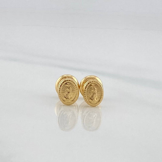 Stud Earrings Virgen De Guadalupe 0.75 g / in / 5 mm Yellow Gold 18K