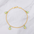 Bracelet Ladybugs Emeralds 44pts 3.95g / 7 3/4 in / 2.2mm Yellow Gold 18K