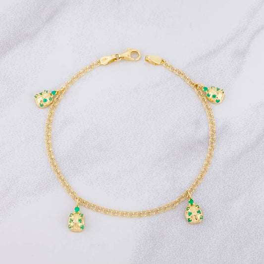 Pulso Mariquitas Esmeraldas 44pts 3.95g / 7 3/4 in / 2.2mm Oro Amarillo 18K