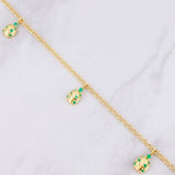 Ladybug Anklet Emeralds 67pts 5.55g / 11 in / 2.2mm Yellow Gold 18K