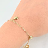 Bracelet Ladybugs Emeralds 44pts 3.95g / 7 3/4 in / 2.2mm Yellow Gold 18K