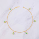 Ladybug Anklet Emeralds 67pts 5.55g / 11 in / 2.2mm Yellow Gold 18K