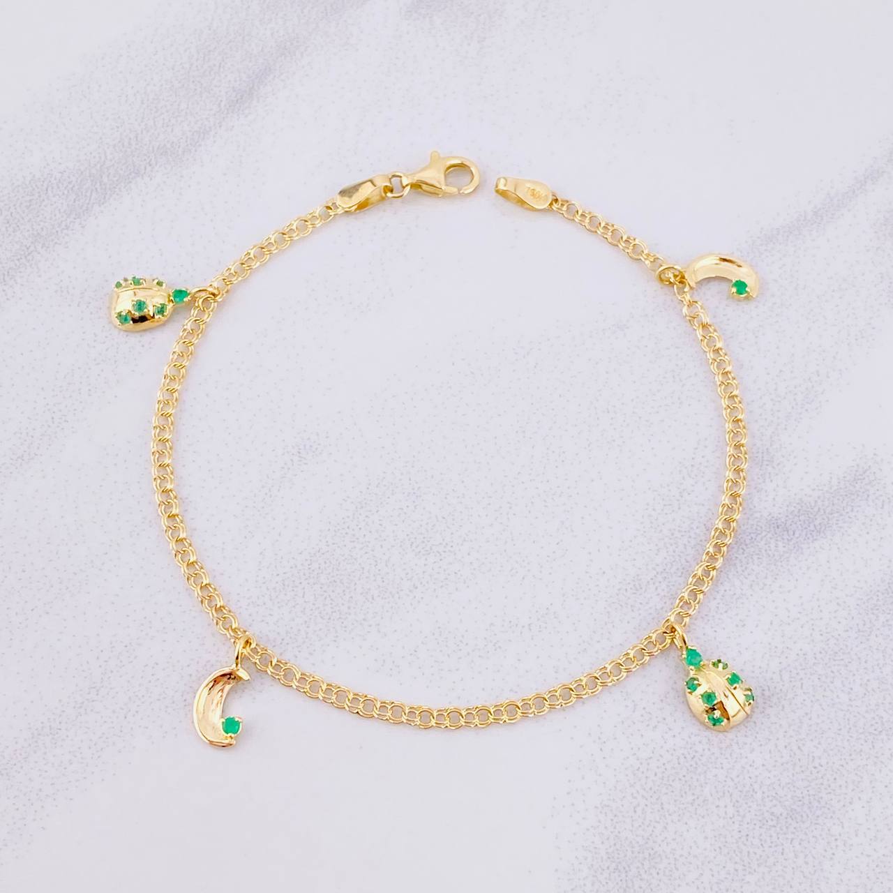 Bracelet Emerald Figures 25pts 3.65g / 7 1/2 in / 2.3mm 18K Yellow Gold