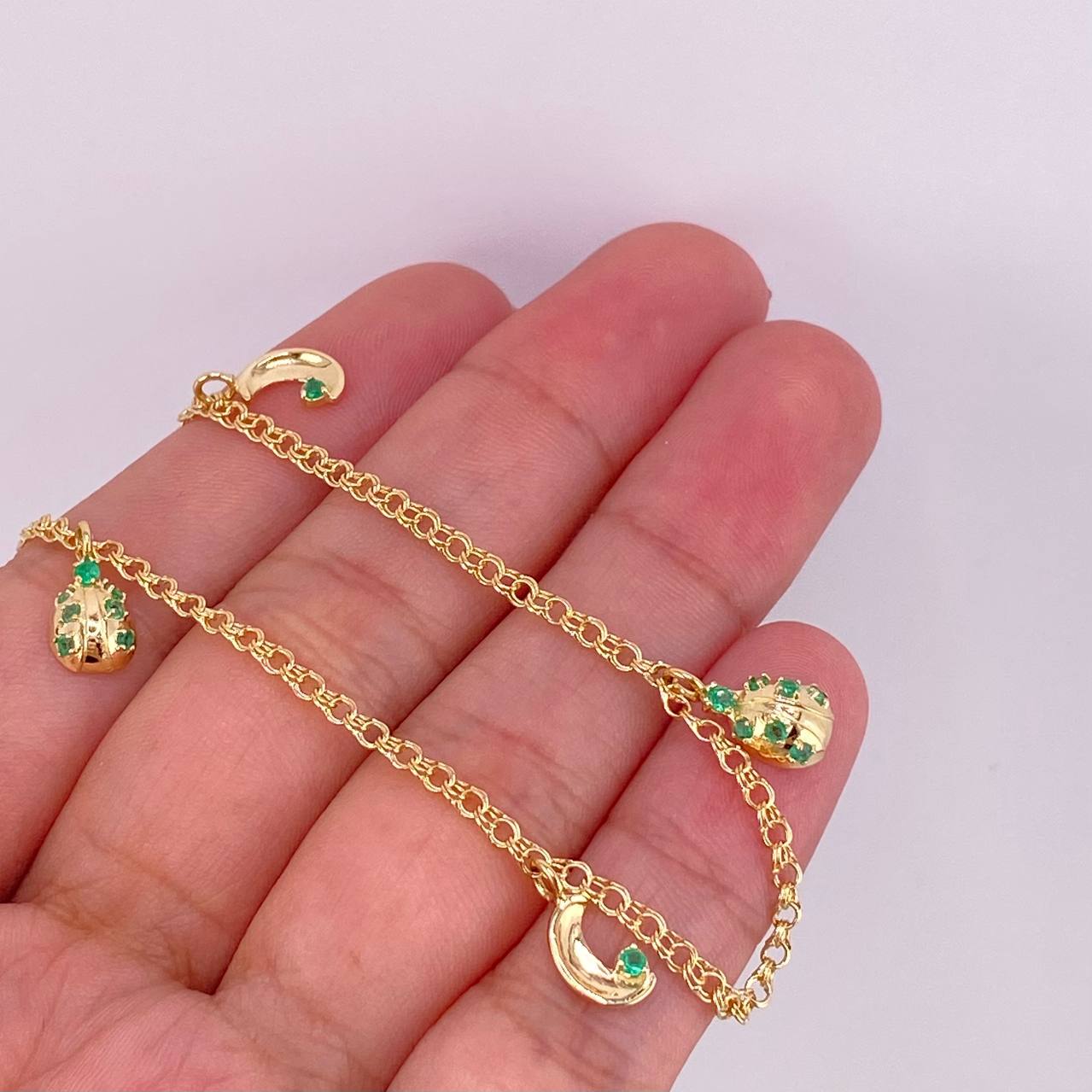 Bracelet Emerald Figures 25pts 3.65g / 7 1/2 in / 2.3mm 18K Yellow Gold