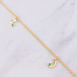 Pulso Media Lunas Esmeraldas 6pts 3.3g / 8 in / 2.2mm Oro Amarillo 18K