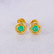 Circle Stud Earrings Emeralds 17pts 1.4g / in / 6mm Yellow Gold 18K