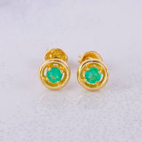 Circle Stud Earrings Emeralds 17pts 1.4g / in / 6mm Yellow Gold 18K