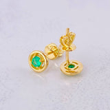 Circle Stud Earrings Emeralds 17pts 1.4g / in / 6mm Yellow Gold 18K