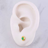 Circle Stud Earrings Emeralds 17pts 1.4g / in / 6mm Yellow Gold 18K