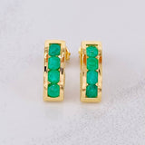 Topos Carril Esmeraldas 80pts 3.75g / in / 13.7mm Oro Amarillo 18K