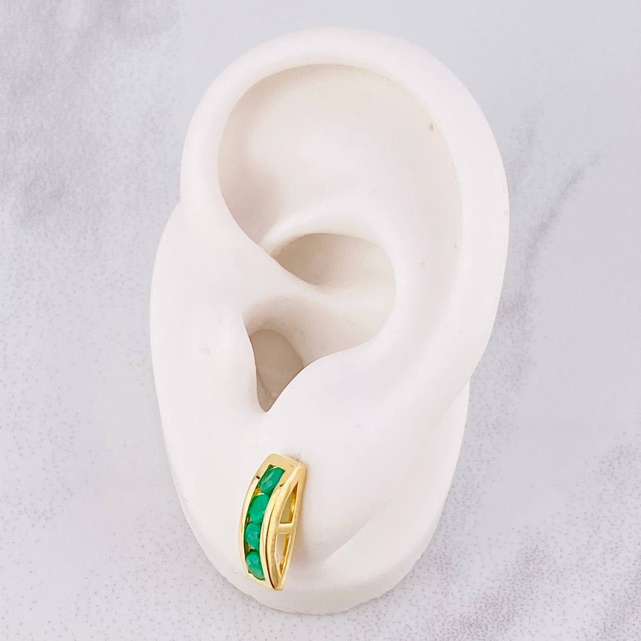 Topos Carril Esmeraldas 80pts 3.75g / in / 13.7mm Oro Amarillo 18K
