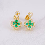Topos Flor Borde Tupido Esmeraldas 33pts Diamantes 50pts 3.75g / in / 16.3mm Oro Amarillo 18K