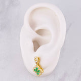 Topos Flor Borde Tupido Esmeraldas 33pts Diamantes 50pts 3.75g / in / 16.3mm Oro Amarillo 18K