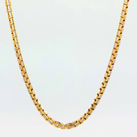 Venetian Chain 33.65gr / 27 3/4 in / 2.58mm Two-Tone Yellow White +3 18K $