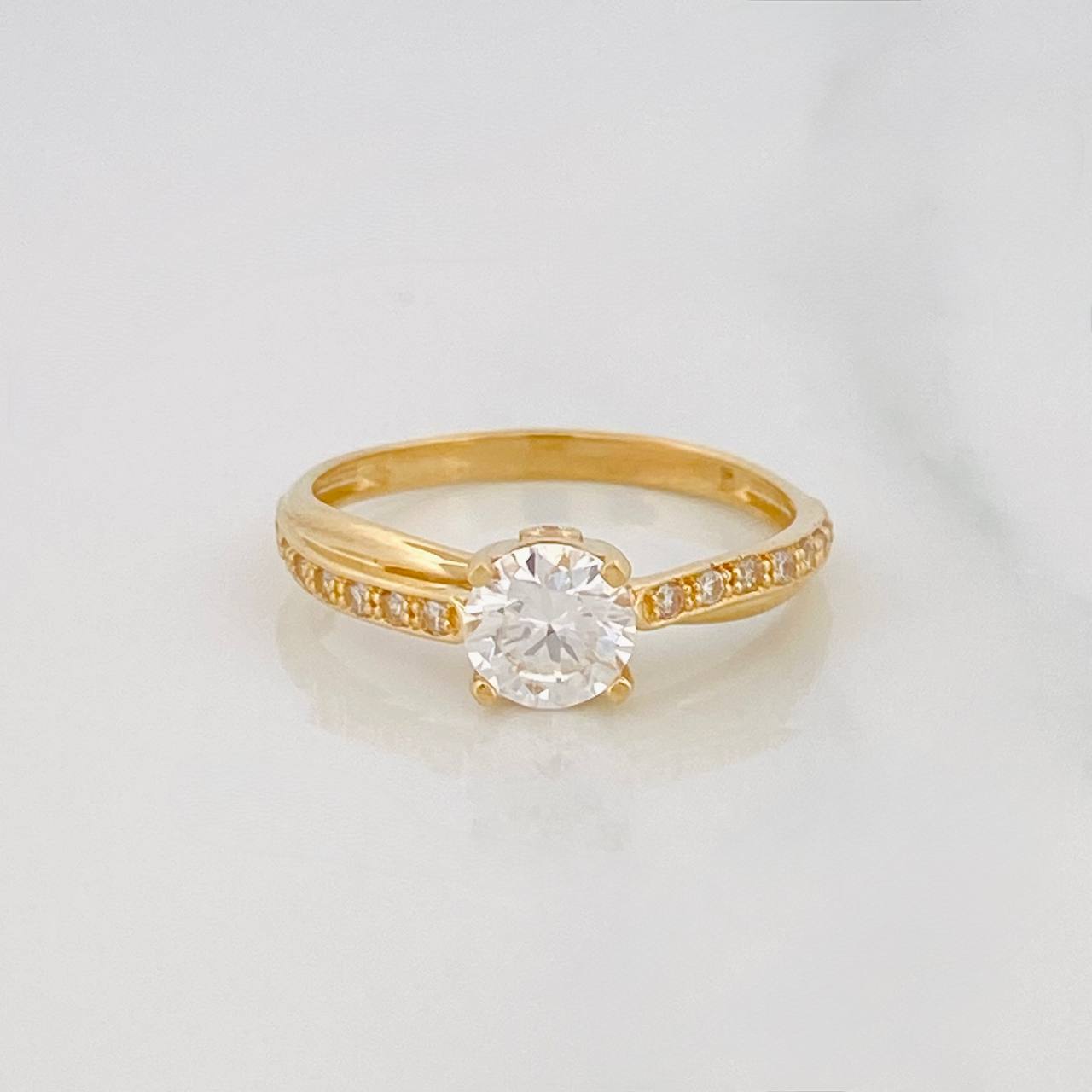 Solitaire Ring Moissanite 91 Cts 2.7g / T8 Yellow Gold 18K