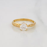 Solitaire Ring Moissanite 91 Cts 2.7g / T8 Yellow Gold 18K