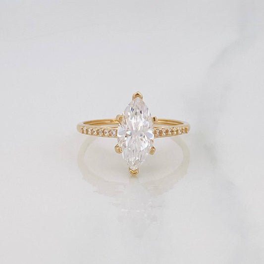 Anillo Solitario Rombo Moisanita 1.12 Qts 2.1g / T7 3/4 Oro Amarillo 18K