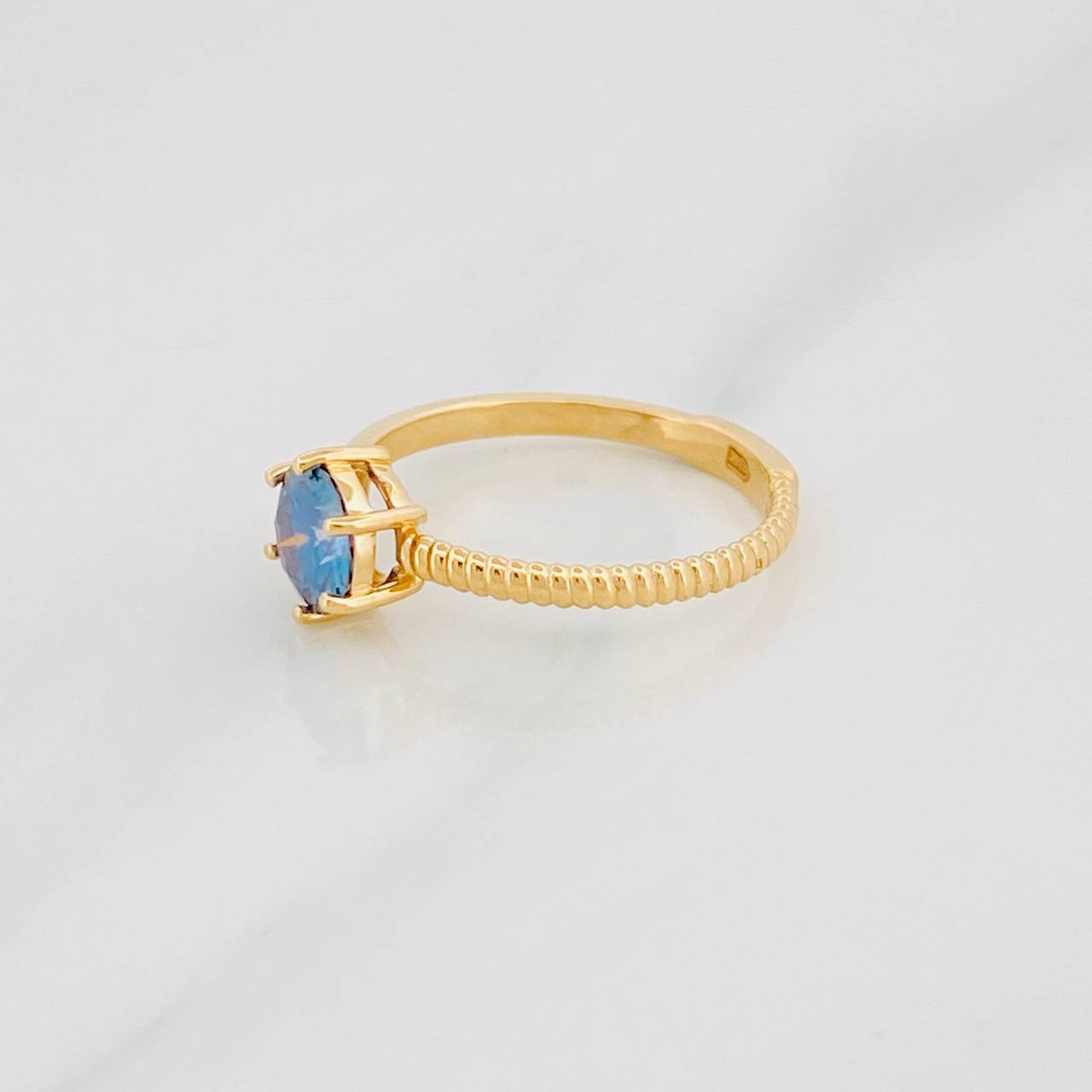 Solitaire Ring Moissanite 1 Cts 2.5g / T7 1/4 Yellow Gold 18K