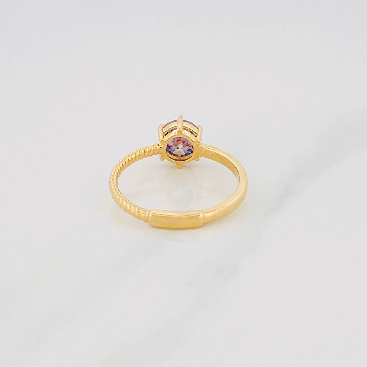 Solitaire Ring Moissanite 1 Cts 2.5g / T7 1/4 Yellow Gold 18K