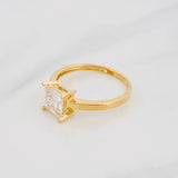 Solitaire Square Moissanite Ring 0.75 Ct 2.2g / T6 3/4 Yellow Gold 18K
