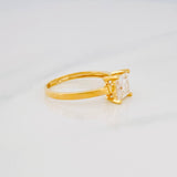 Solitaire Square Moissanite Ring 0.75 Ct 2.2g / T6 3/4 Yellow Gold 18K