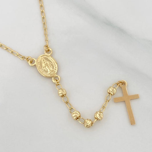 Rosario Virgen Milagrosa 6.2g / 22 in / 3mm Oro Amarillo 18K