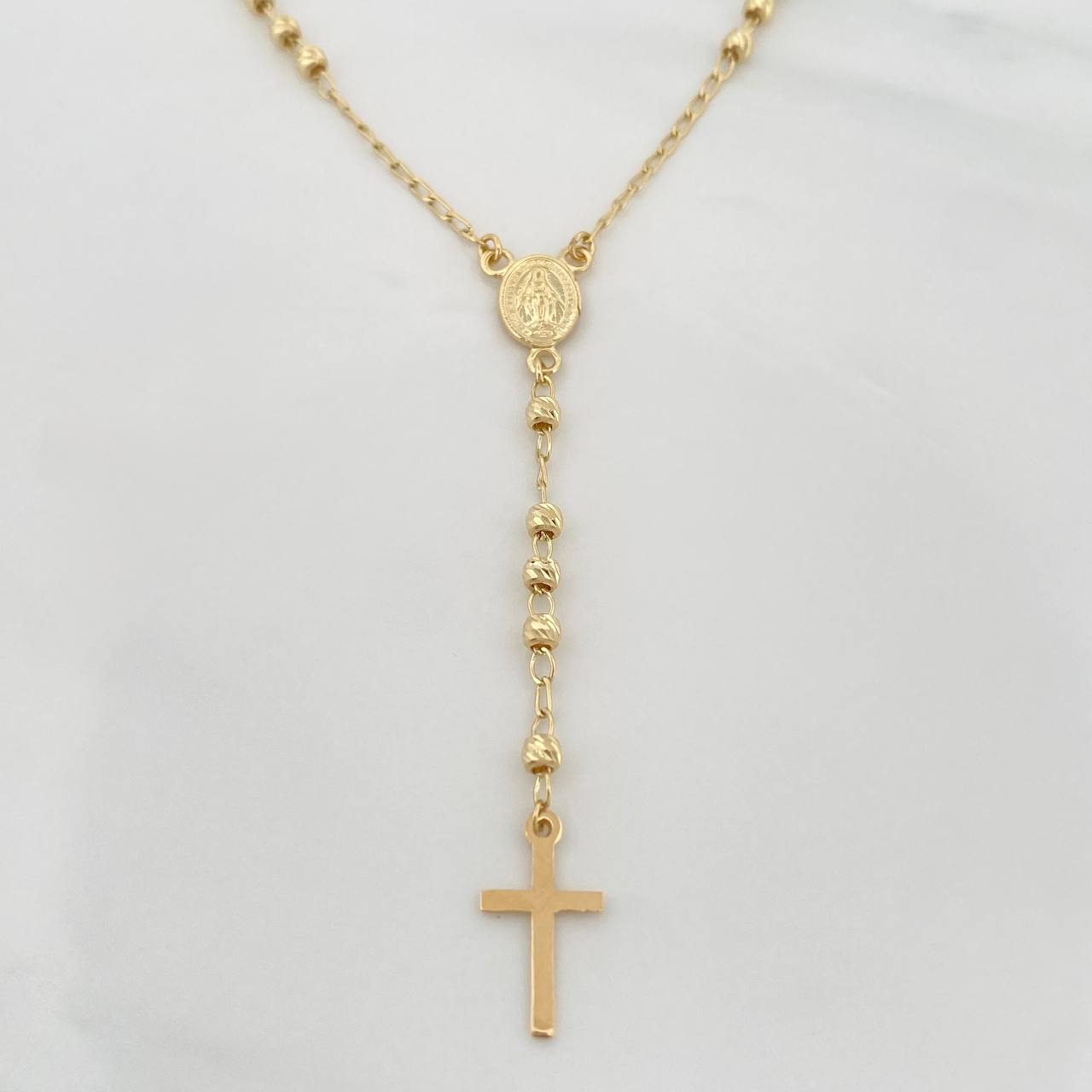 Rosario Virgen Milagrosa 6.2g / 22 in / 3mm Oro Amarillo 18K