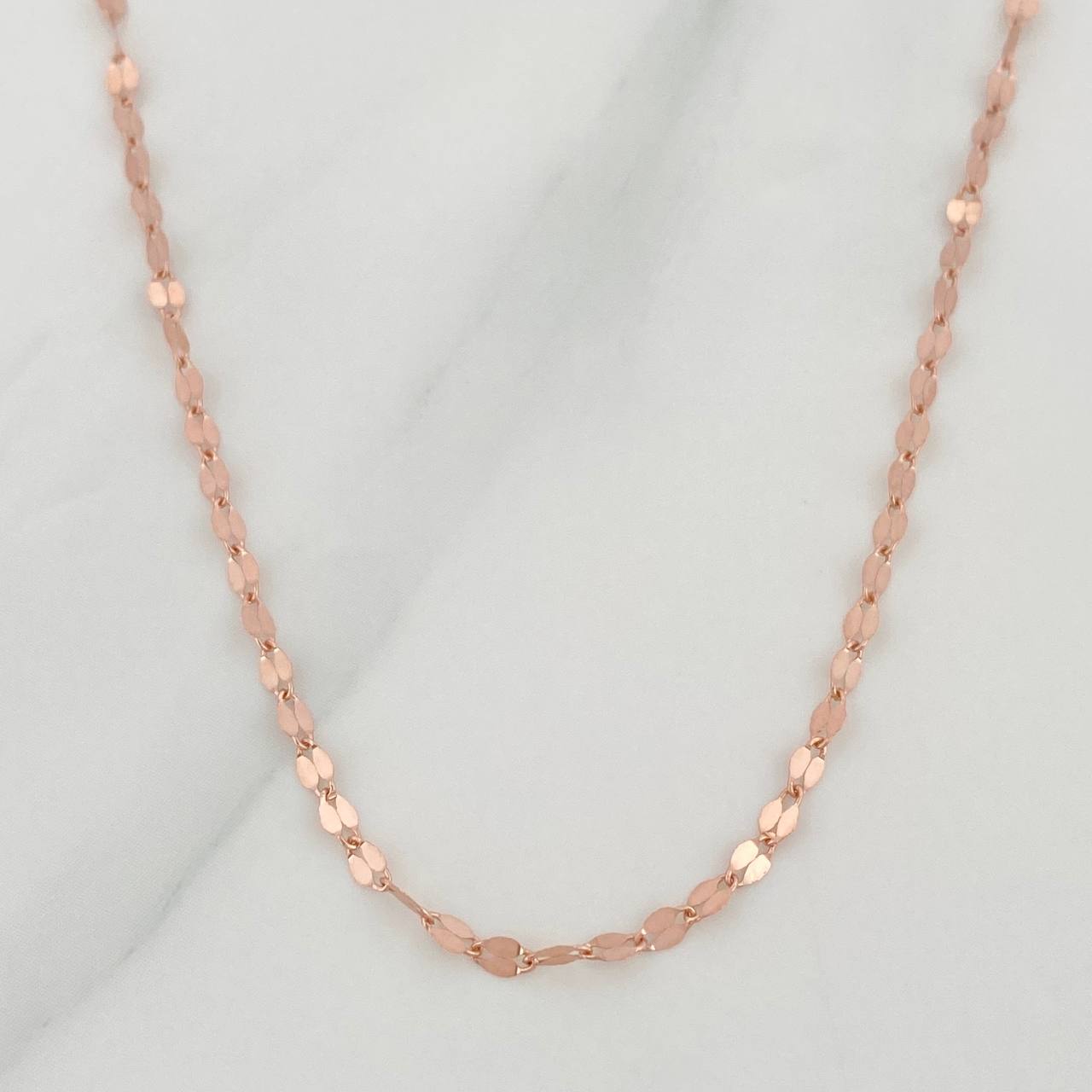 Mirror Flower Chain 1g / 18 in / 1.9mm 18K Rose Gold
