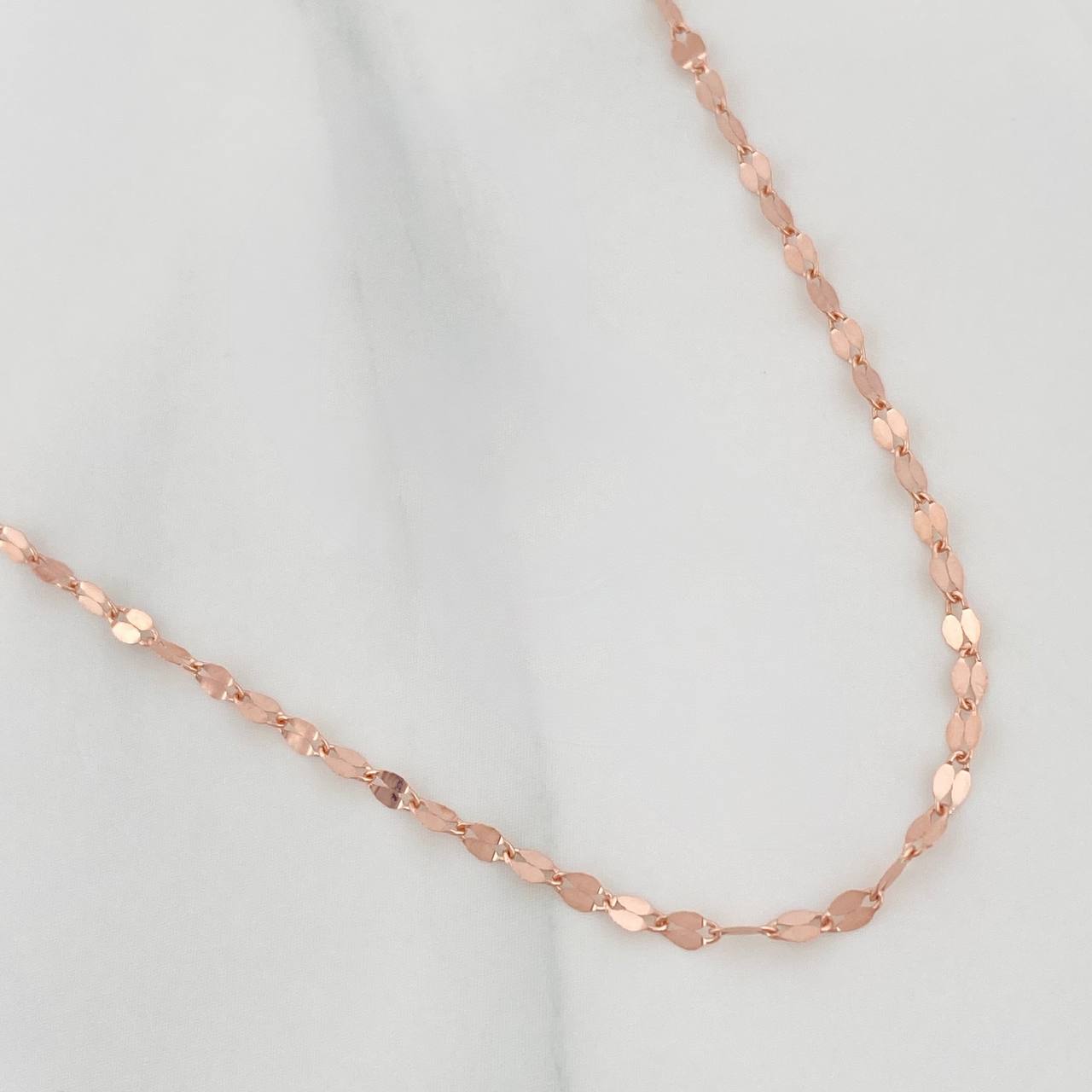 Mirror Flower Chain 1g / 18 in / 1.9mm 18K Rose Gold