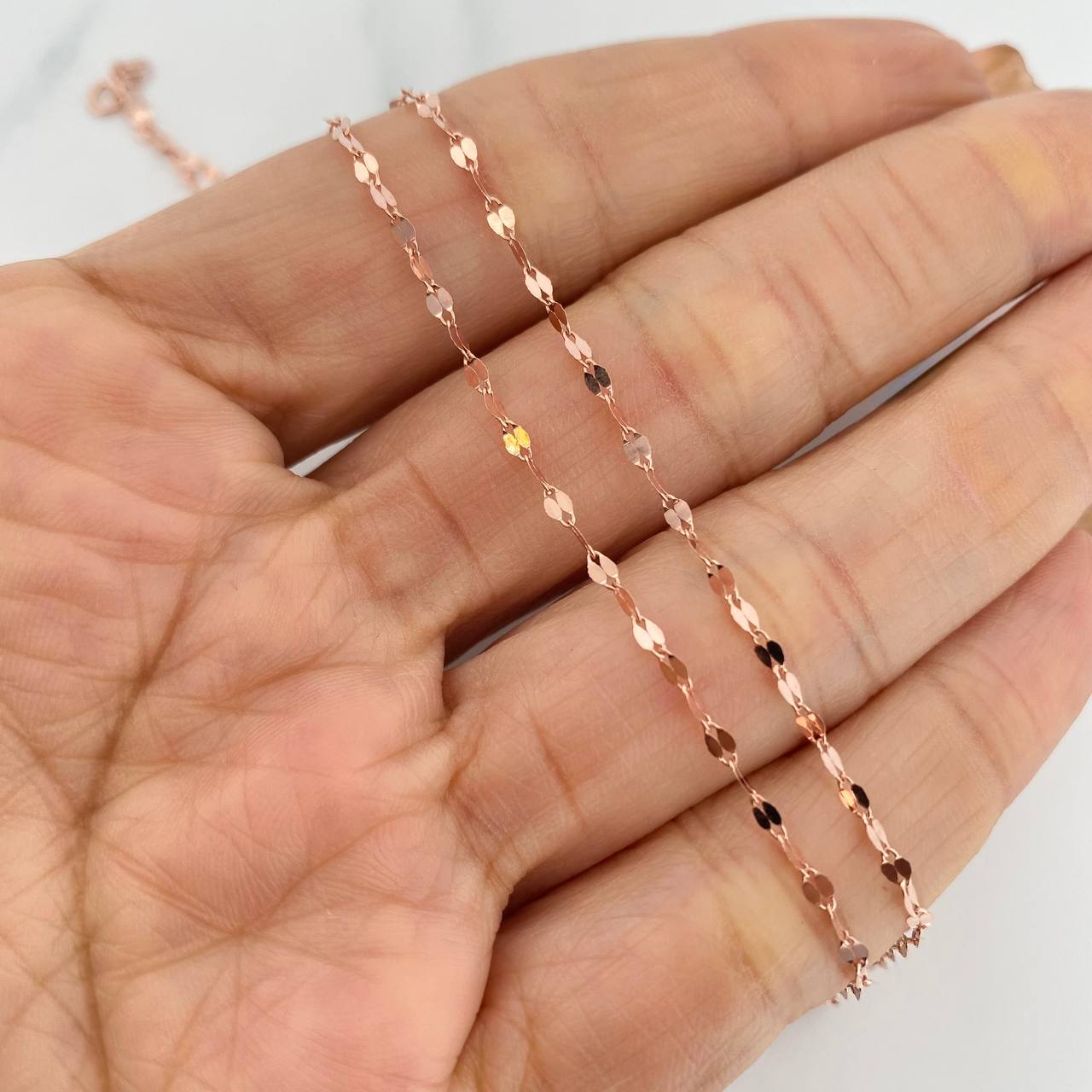 Mirror Flower Chain 1.05g / 18 in / 1.9mm Rose Gold 18K