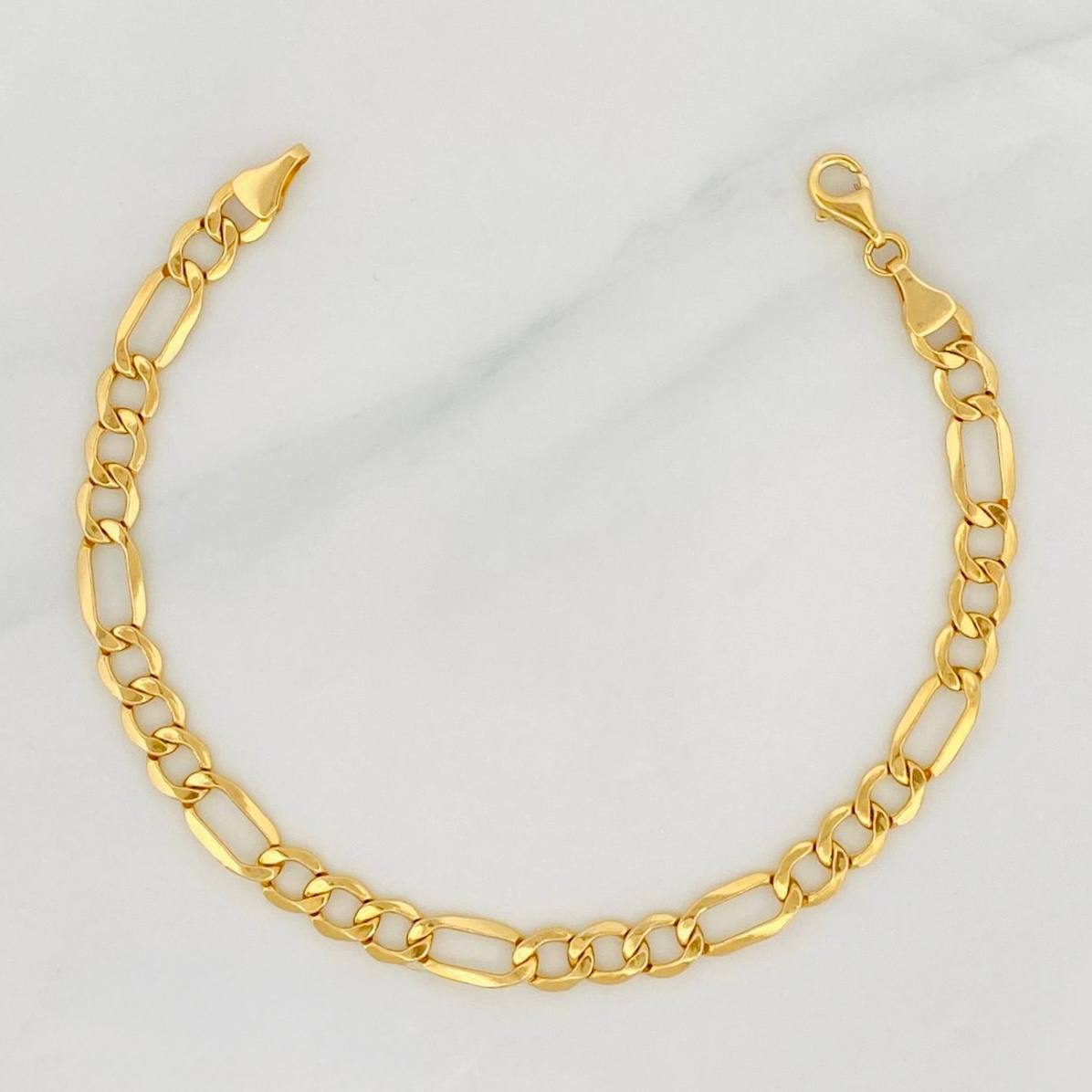 Figaro Bracelet 2.8g / 7 in / 4.46mm Yellow Gold 18K