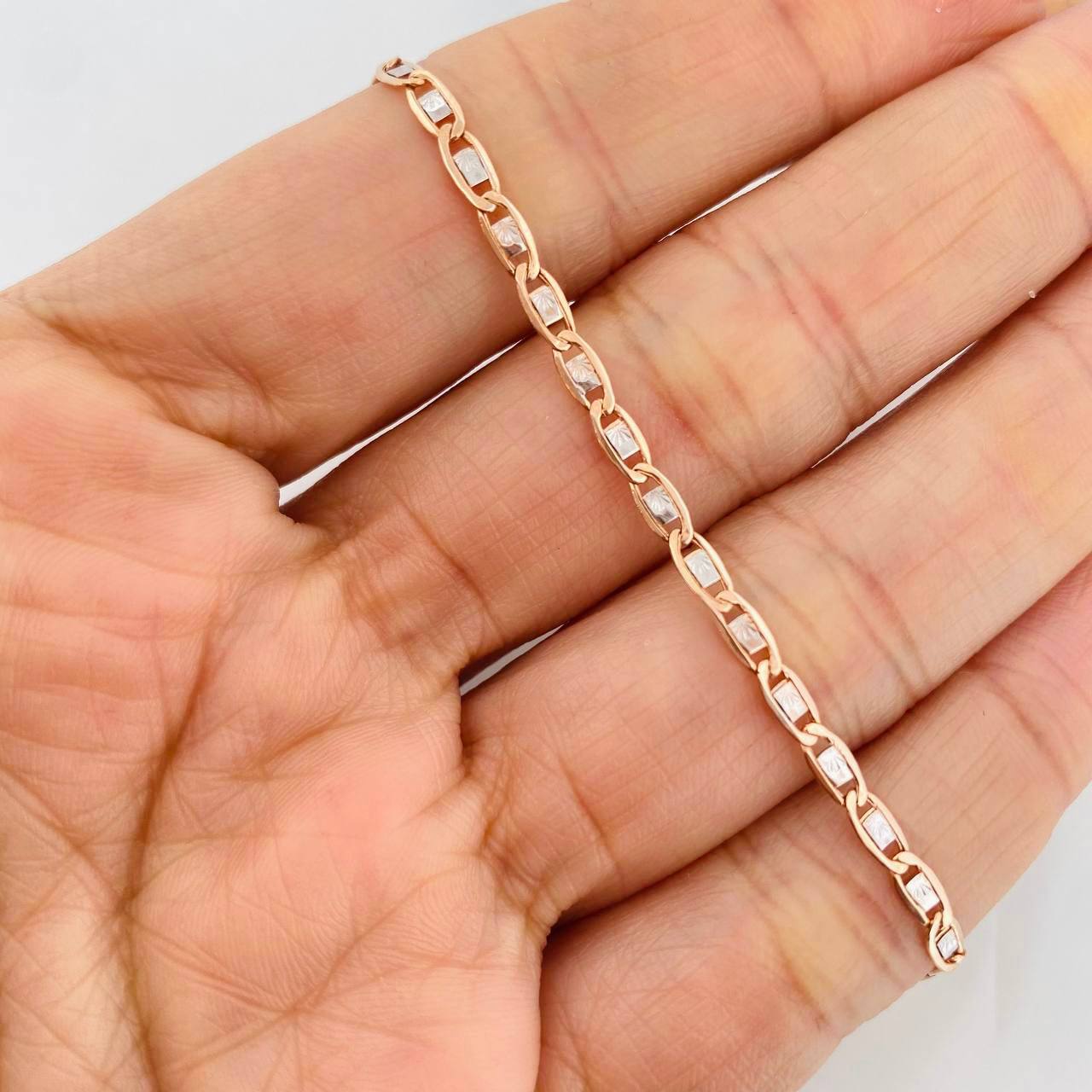 Flat Mariner Bracelet 1.75g / 7 1/2 in / 2.67mm Two Colors White Rose 18K