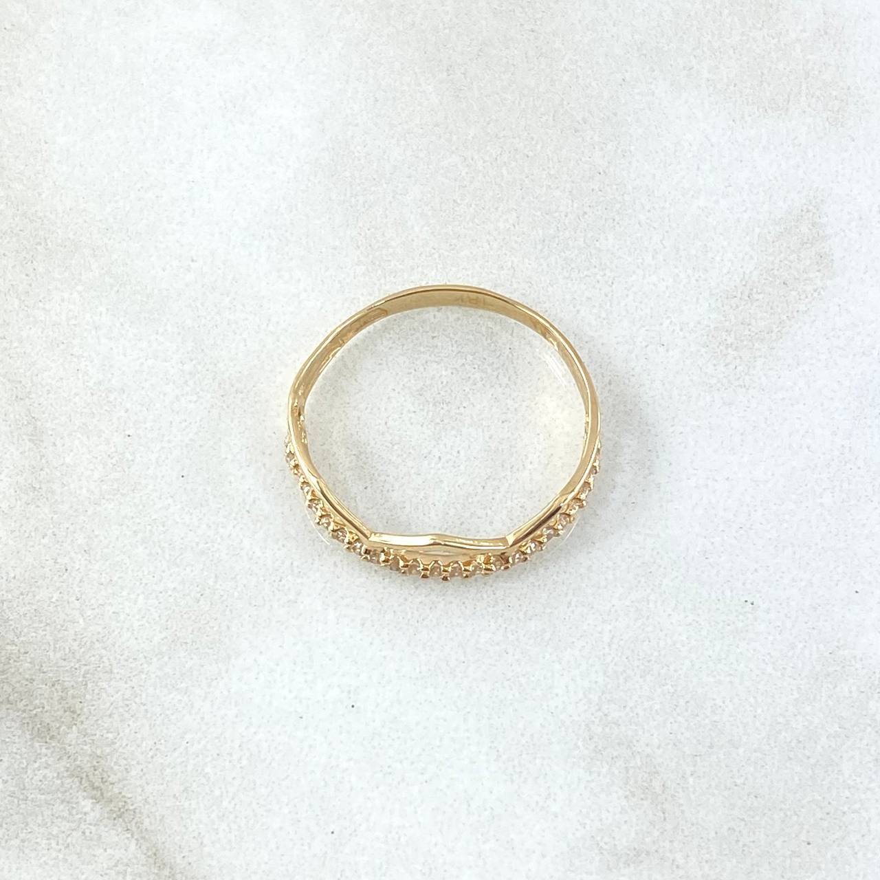 Anillo Trio Tiara En Triangulo 1.3gr / T7 / Circones Blancos Oro Amarillo 18K