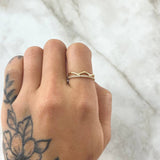 Anillo Trio Tiara En Triangulo 1.2gr / T5 1/2 / Circones Blancos Oro Amarillo 18K
