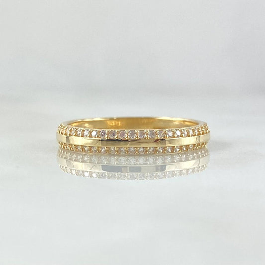 Parallel Lines Churumbela Ring 2.1gr / T6 1/4 / White Zircons 18K Yellow Gold ©