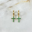 Hoop Earrings Cruz 2.85gr / 2.5cm-1.5cm / Green Zircons Yellow Gold ©