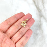 Pendant Turtle 1.6gr / 2cm / Fuchsia Blue Zircons Yellow Gold