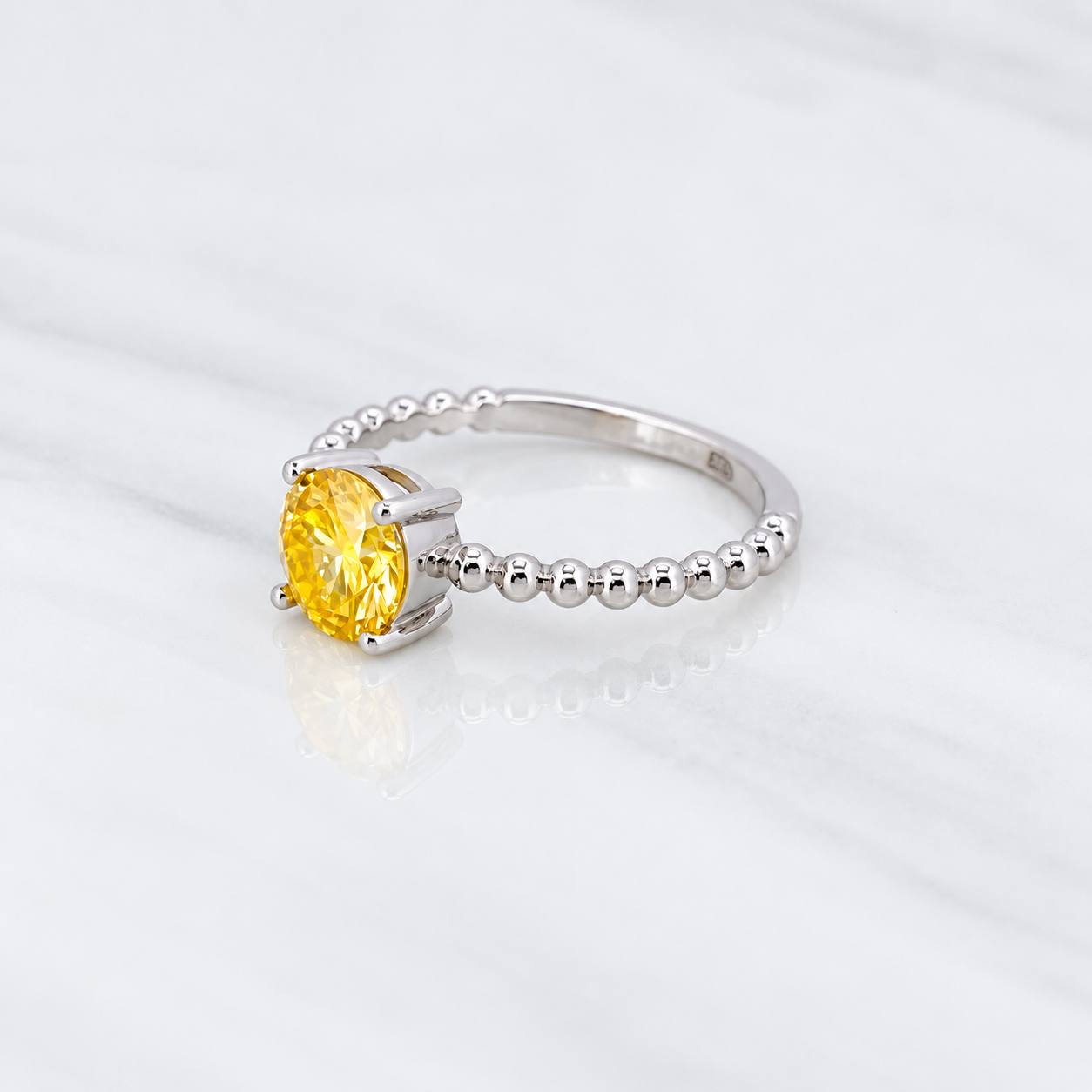 Solitaire Ring Bezel Moissanite 1 Cts 2.2g / T5 3/4 White Gold 18K