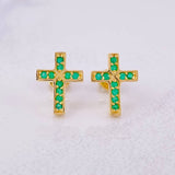 Topos Cruz Esmeraldas 32pts 2.15g / in / 12mm Oro Amarillo 18K