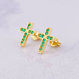 Topos Cruz Esmeraldas 32pts 2.15g / in / 12mm Oro Amarillo 18K