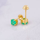 Stud Earrings Four Claws Emeralds 94pts 1.8g / in / 4.9mm Yellow Gold 18K