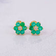 Topos Flor Seis Petalos Esmeraldas 45pts Diamantes 13pts 1.8g / in / 8mm Oro Amarillo 18K