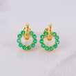 Stud Earrings Circle Dense Emeralds 76pts 4.1g / in / 12.6mm Yellow Gold 18K